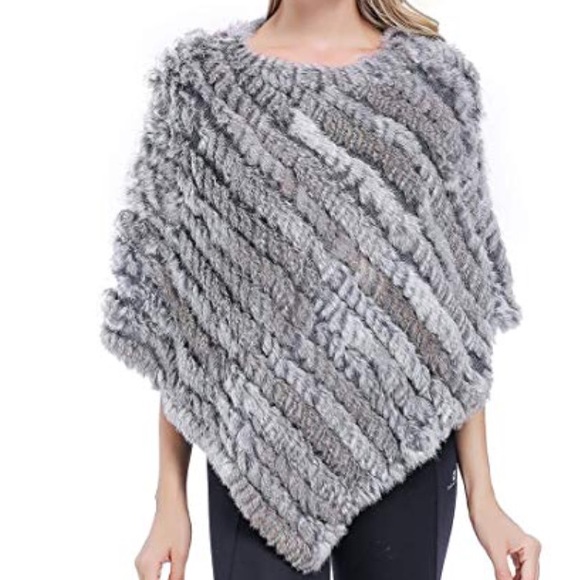 Rabbit Fur Shawls KnittedPonchos - Picture 3 of 7